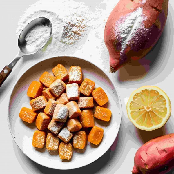 Gnocchi batata-doce branca com limão