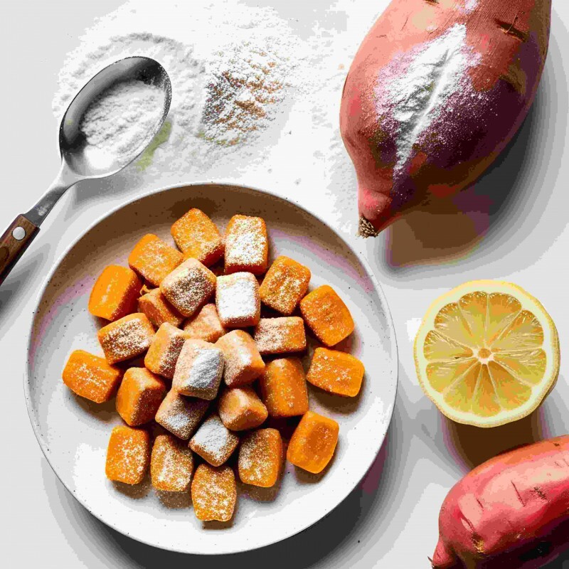 Gnocchi batata-doce branca com limão