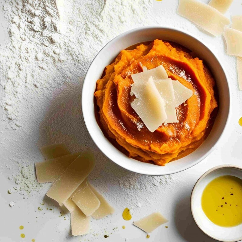 Abóbora com parmesão e azeite trufado