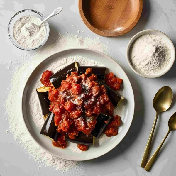 Berinjelas assadas com tomate seco