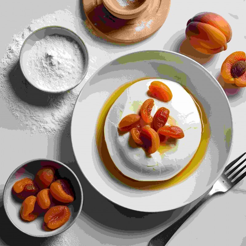 Burrata com damasco
