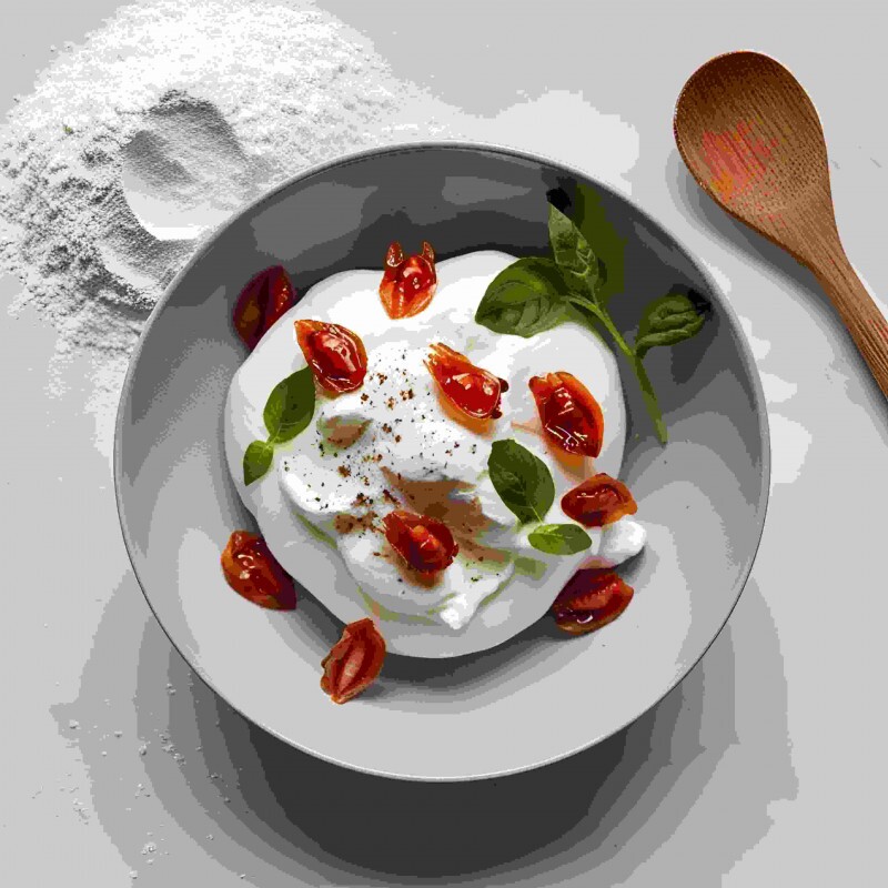 Burrata com manjericão