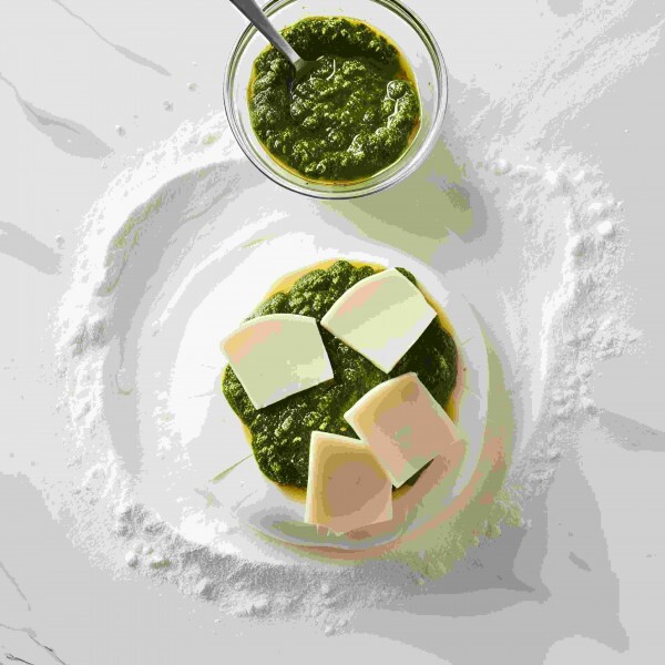 Búfala com provolone e pesto