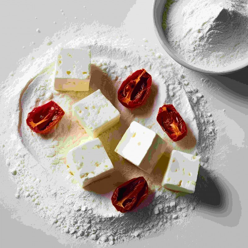 Queijo meia-cura com tomate seco