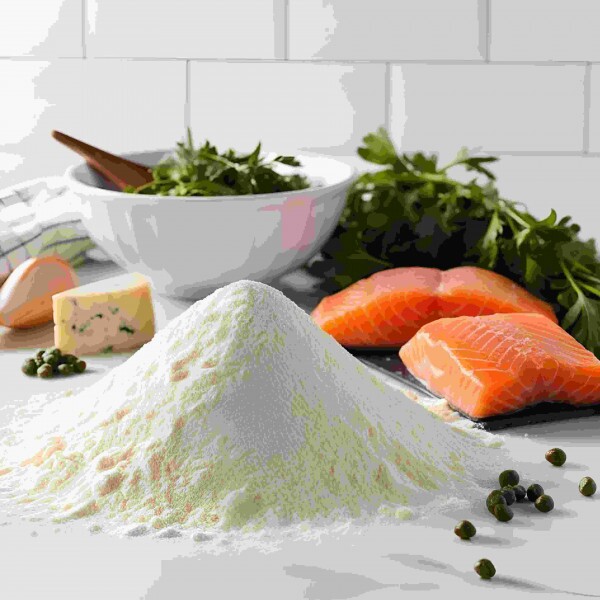 Salmão com gorgonzola cremoso e alcaparras