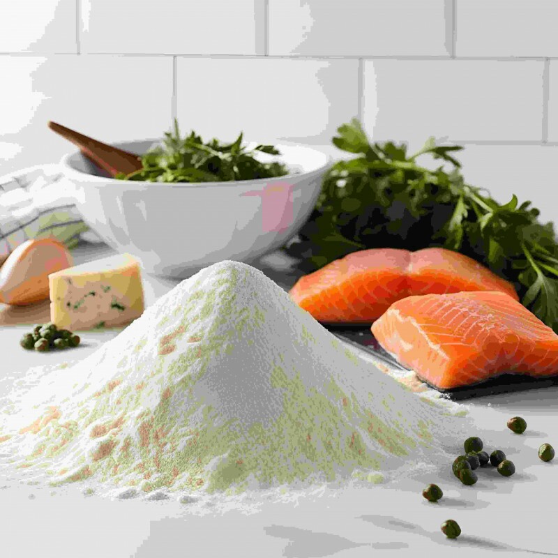 Salmão com gorgonzola cremoso e alcaparras